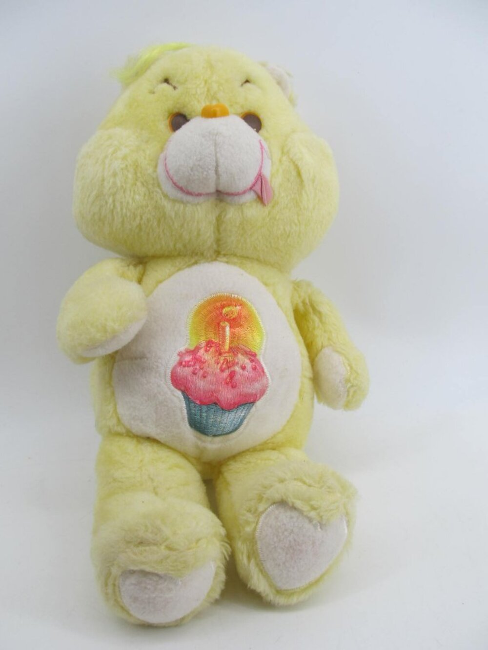 Vintage Kenner Care Bear Birthday Bear  Yellow Plush Cupcake Vintage